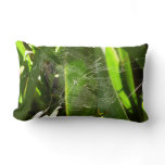 Spiderweb in Tropical Leaves Nature Lumbar Pillow