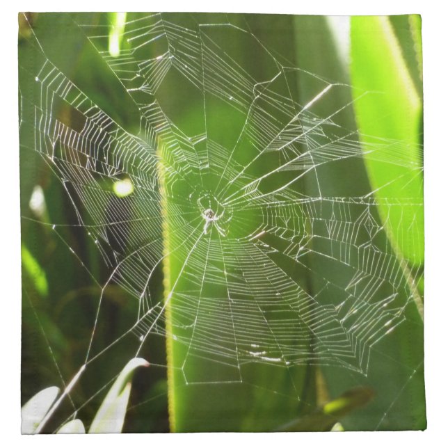Spiderweb in Tropical Leaves Nature Napkin (Front)