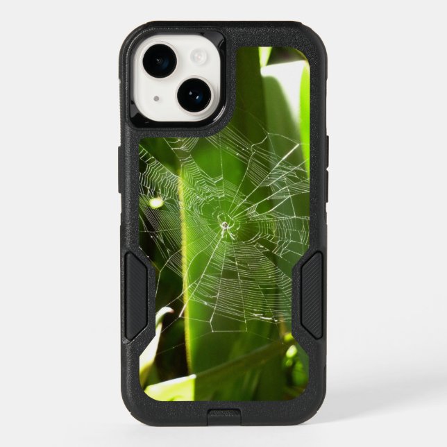 Spiderweb in Tropical Leaves Nature Otterbox iPhone Case (Back)
