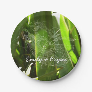 Spiderweb in Tropical Leaves Nature Paper Plates