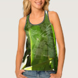 Spiderweb in Tropical Leaves Nature Tank Top