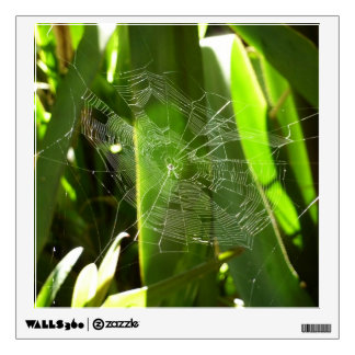 Spiderweb in Tropical Leaves Nature Wall Decal