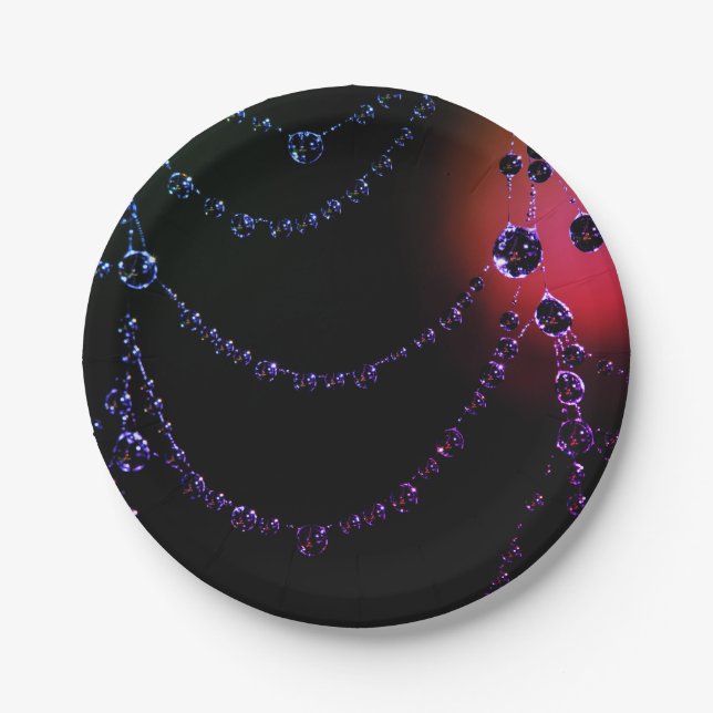 Spiderweb jewel black purple pink paper plates (Front)