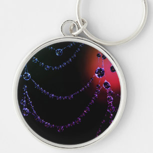 Spiderweb jewels dew drops black pink purple keychain