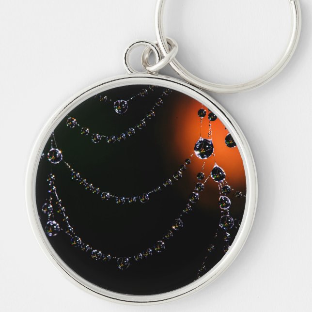 Spiderweb jewels elegant black orange keychain (Front)