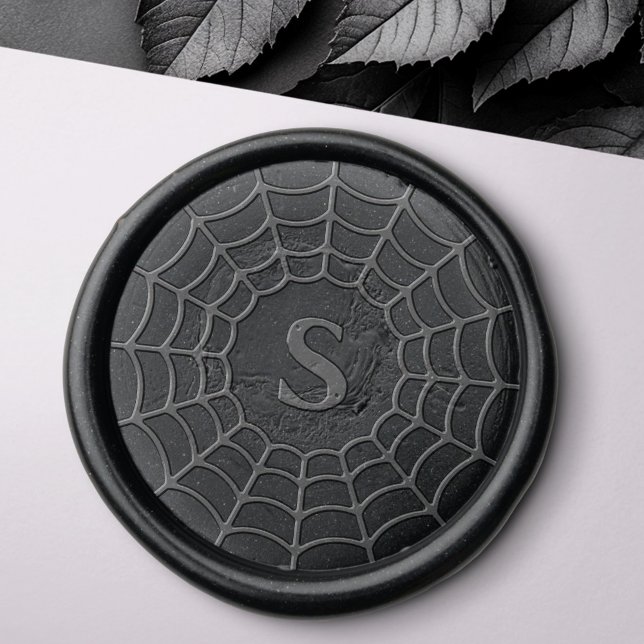 Spiderweb monogram initial spooky Halloween Wax Seal Sticker (Spiderweb monogram initial spooky Halloween Wax Seal Sticker)