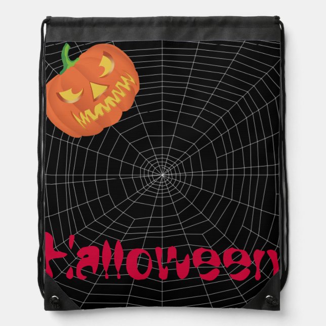 spiderweb on Black Drawstring Bag (Front)
