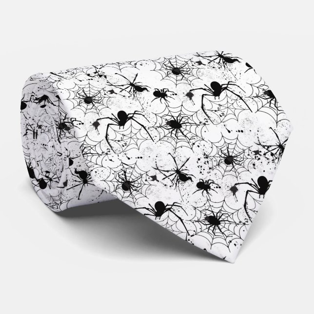Spiderweb Pattern Halloween  Neck Tie (Rolled)