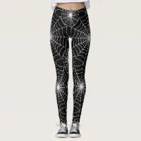 White Spider Web Print Pattern Women Leggings