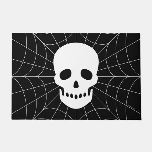 Spiderweb Skull Door Mat