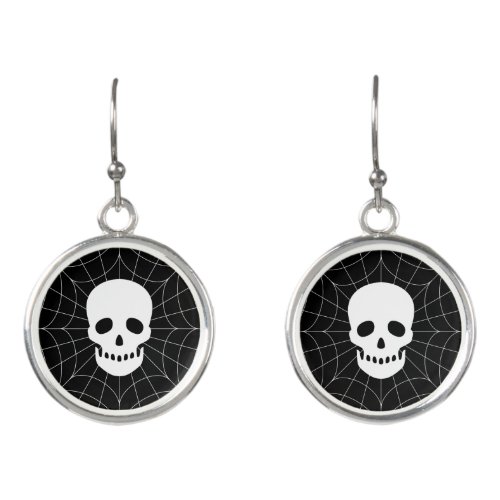 Spiderweb Skull Earrings