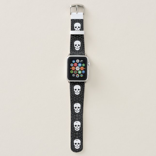 Spiderweb Skull Pattern Apple Watch Band (Front)