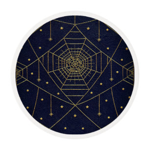 Spiderweb spider star black gold vintage book edible frosting rounds