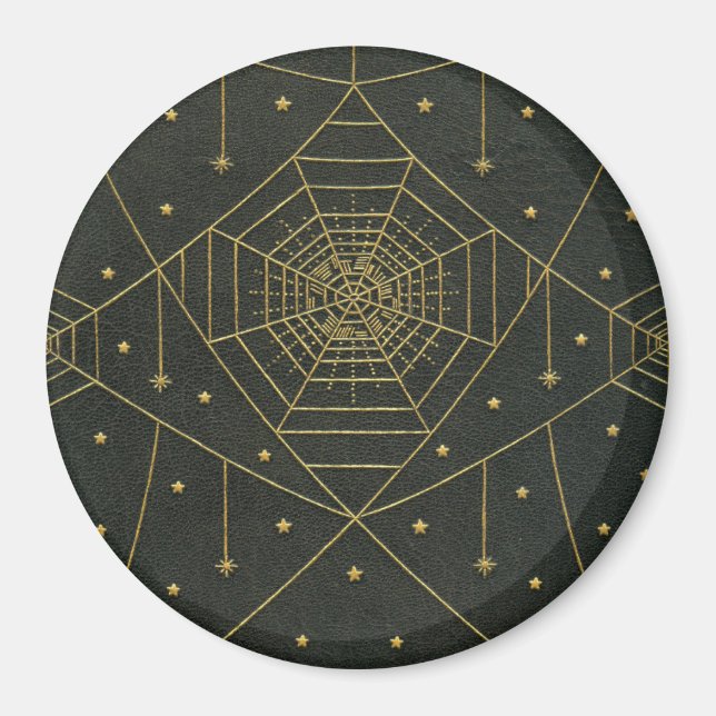 Spiderweb spider stars black and gold magnet (Front)