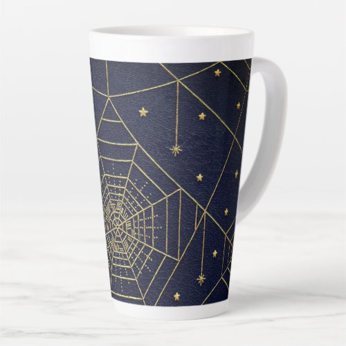 Spiderweb spider stars black gold vintage book  latte mug