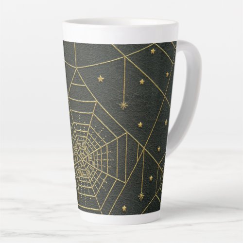 Spiderweb spider stars black gold vintage  latte mug
