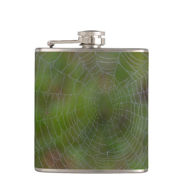 Spiderweb With Droplets Flask (Front)