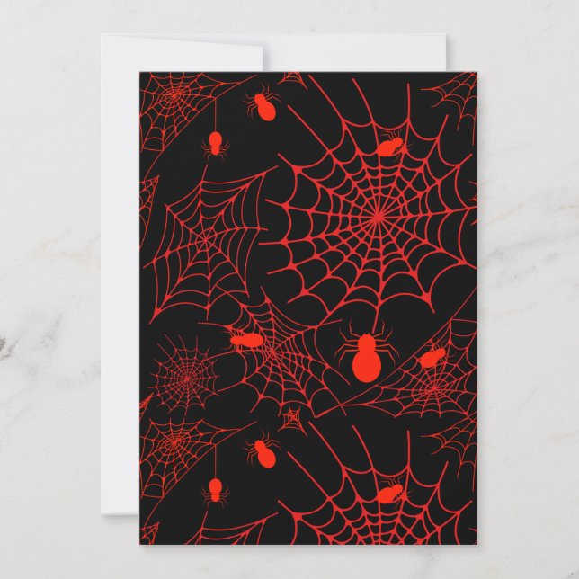 Spiderweb with spiders black backround  invitation (Front)
