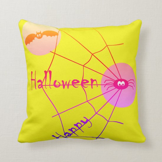 Spiderweb Yellow Throw Pillow