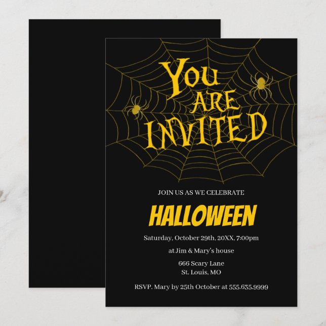 Spiderweb You Are Invited Halloween Party Invitation (Front/Back)