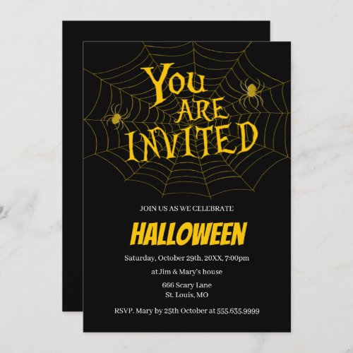 Spiderweb You Are Invited Halloween Party Invitation