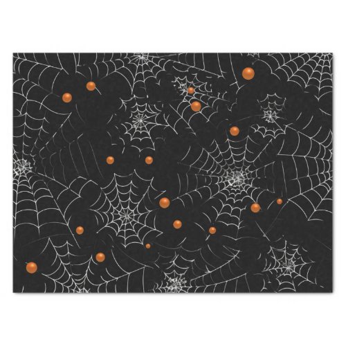 Spiderwebs and Dots Modern Black Halloween Tissue Paper