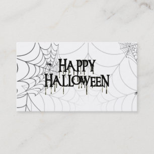 Spiderwebs And Happy Halloween Creepy Text Business Card