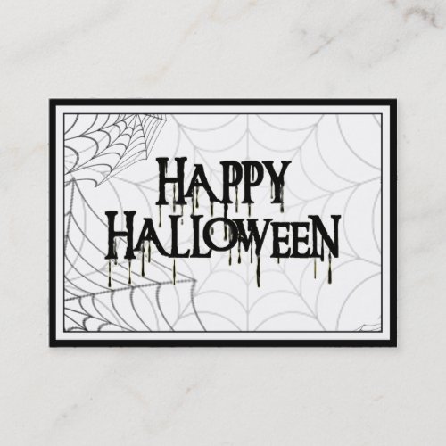 Spiderwebs And Happy Halloween Creepy Text Business Card Templates