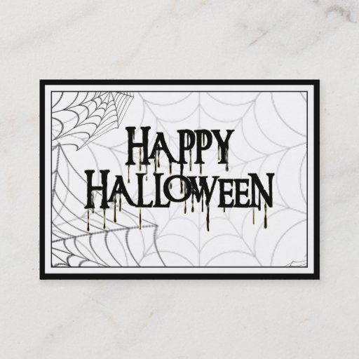 Customizable Spiderwebs And Happy Halloween Creepy Text Business Card Templates