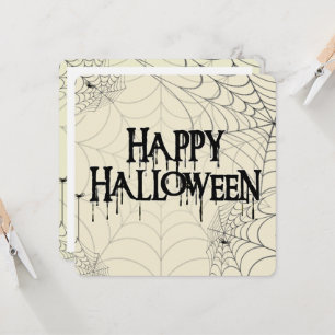 Spiderwebs And Happy Halloween Creepy Text Invitation
