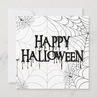 Spiderwebs And Happy Halloween Creepy Text Invitation