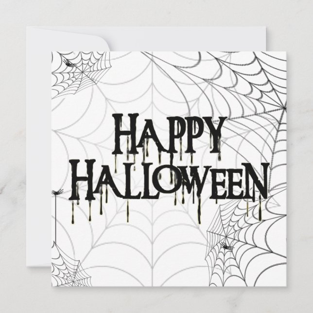 Spiderwebs And Happy Halloween Party Invitation (Front)