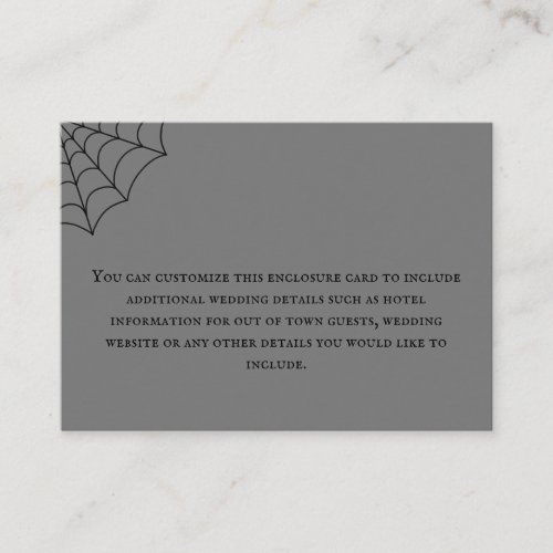 Spiderwebs Black and Gray Gothic Wedding Enclosure Card