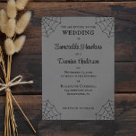 Spiderwebs Black and Gray Gothic Wedding Invitation<br><div class="desc">These gothic style wedding invitations feature black spiderweb accents at the corners with all of your event details in black lettering against a gray colored background. The reverse side is plain black.</div>