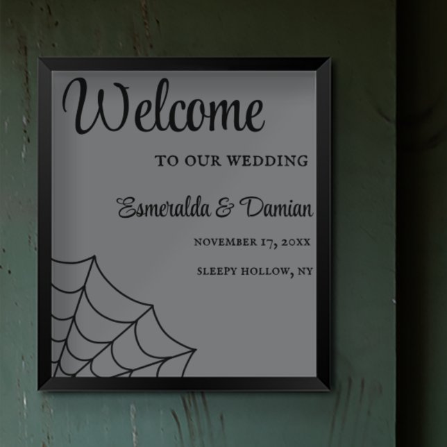 Spiderwebs Black and Gray Gothic Wedding Poster (Creator Uploaded)