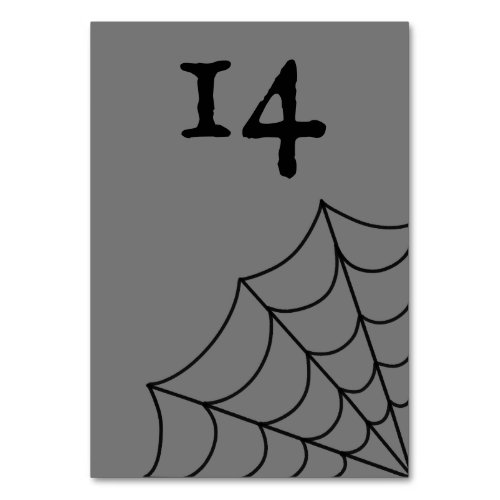 Spiderwebs Black and Gray Gothic Wedding Table Number