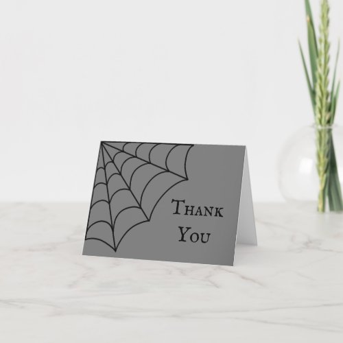 Spiderwebs Black and Gray Gothic Wedding Thank You Card