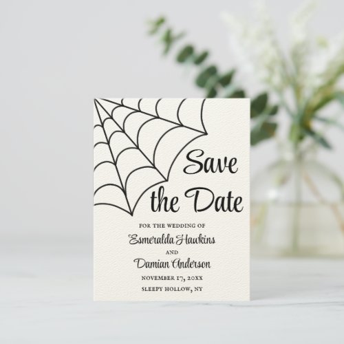 Spiderwebs Black and White Gothic Save the Date Invitation