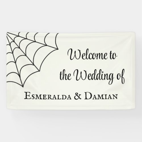 Spiderwebs Black and White Gothic Wedding  Banner