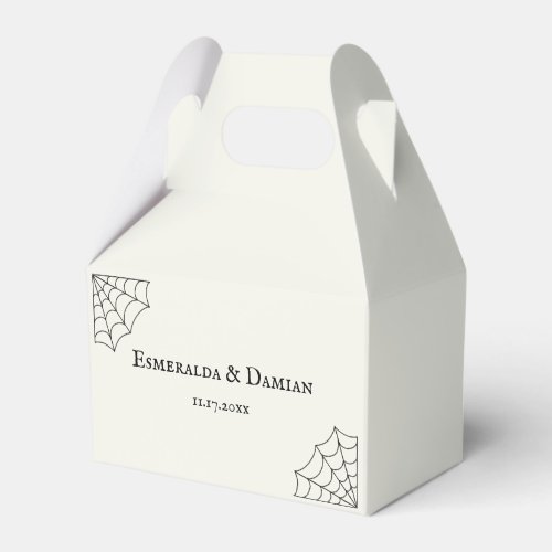 Spiderwebs Black and  White Gothic Wedding Favor Boxes