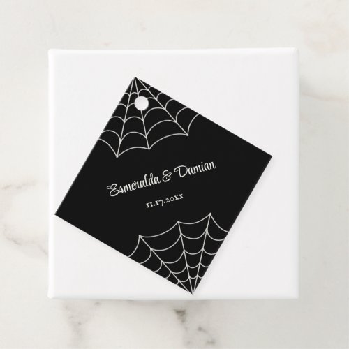 Spiderwebs Black and White Gothic Wedding Favor Tags