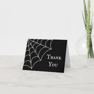 Spiderwebs Black and White Gothic Wedding Letterpress Thank You Card