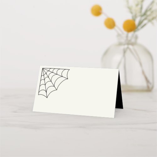 Spiderwebs Black and White Gothic Wedding Place Card