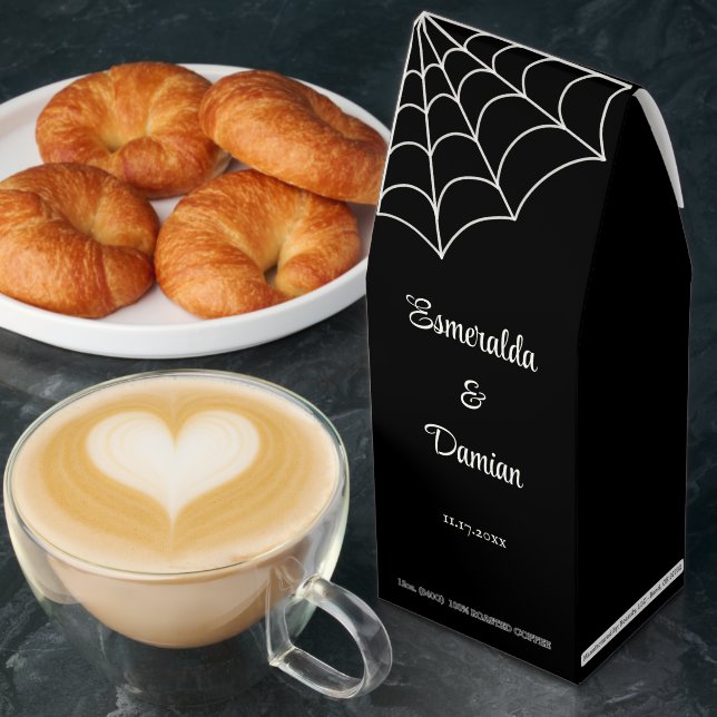 Spiderwebs Black and White Gothic Wedding Roasted Coffee (Breakfast)