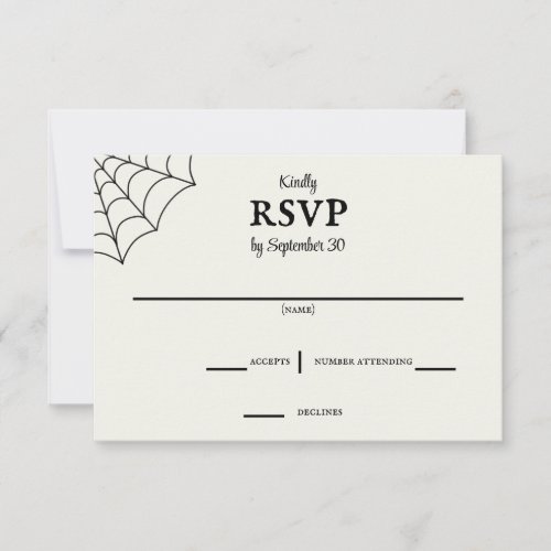 Spiderwebs Black and White Gothic Wedding RSVP