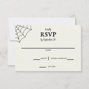 Spiderwebs Black and White Gothic Wedding RSVP Card