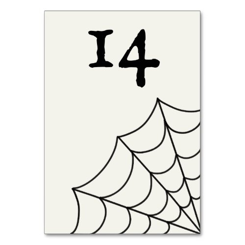 Spiderwebs Black and White Gothic Wedding Table Number