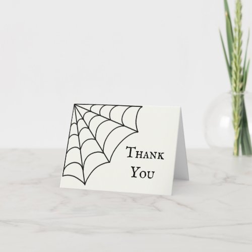 Spiderwebs Black and White Gothic Wedding Thank You Card