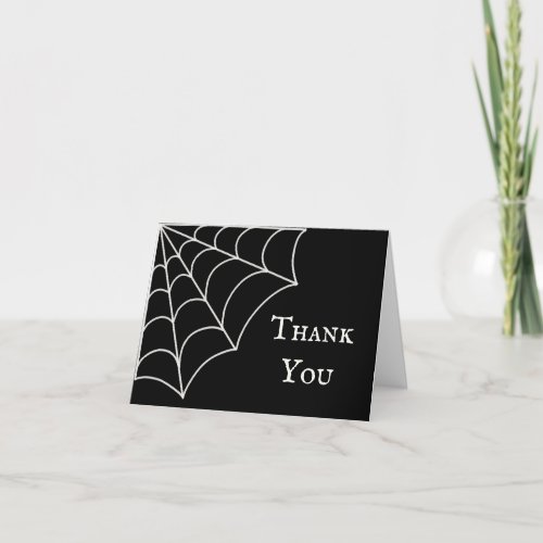Spiderwebs Black and White Gothic Wedding Thank You Card