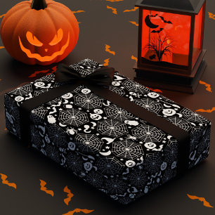Spiderwebs Halloween Custom Color Wrapping Paper